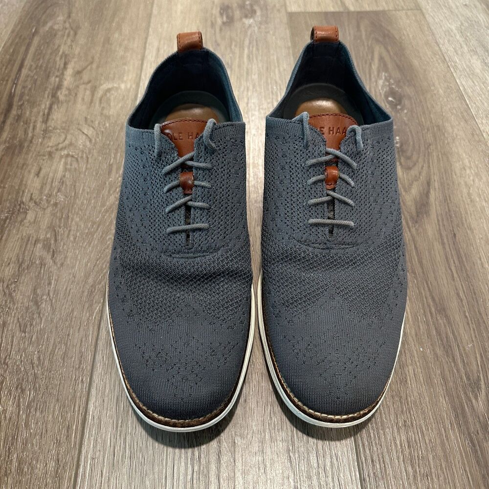 Grey Knit Stitchlite Wingtip Oxford Cole Haan Shoes Men's Size 11.5